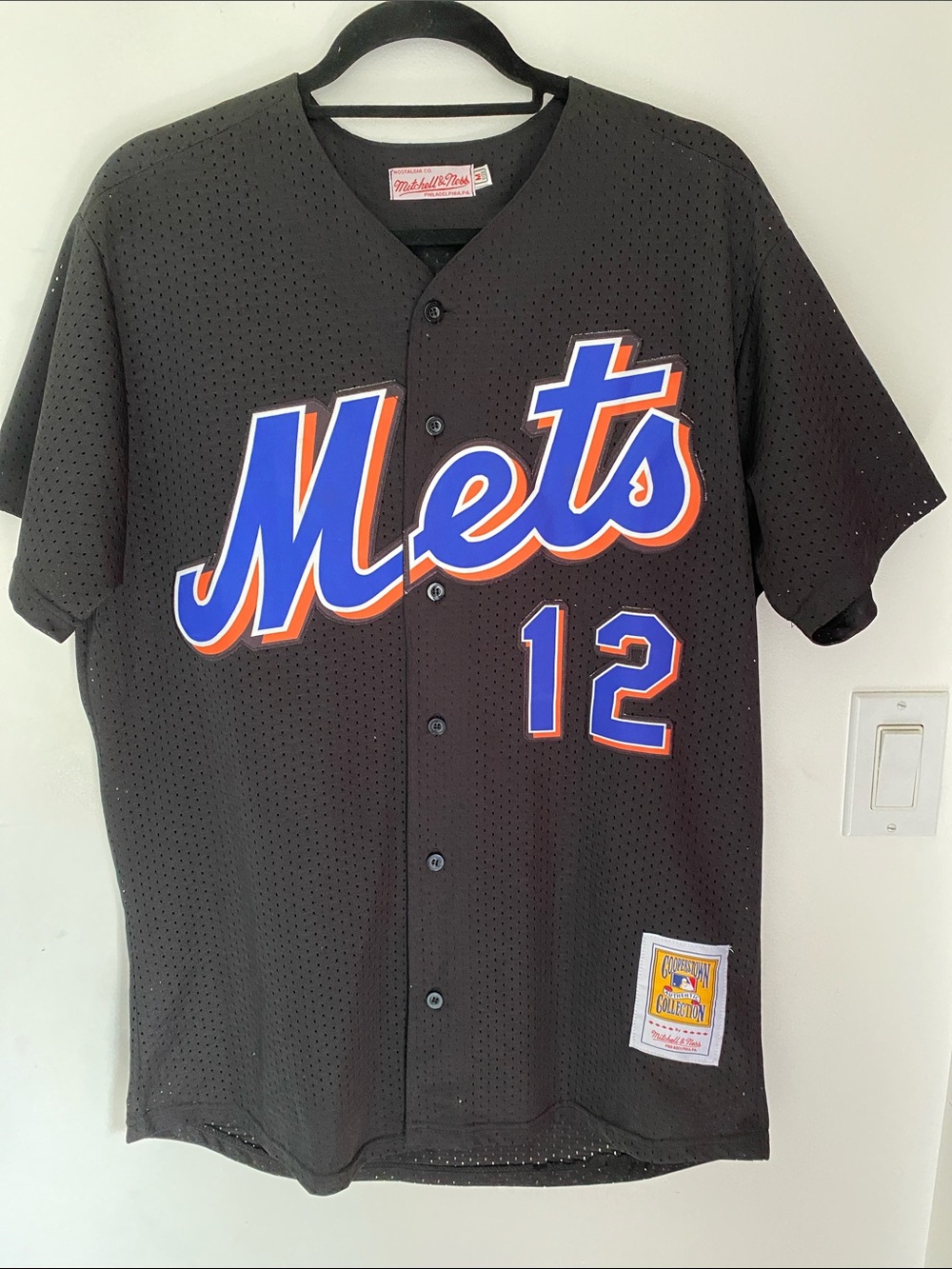 Francisco Linder Mets #12 Stitched Mitchell& Ness Jersey Med